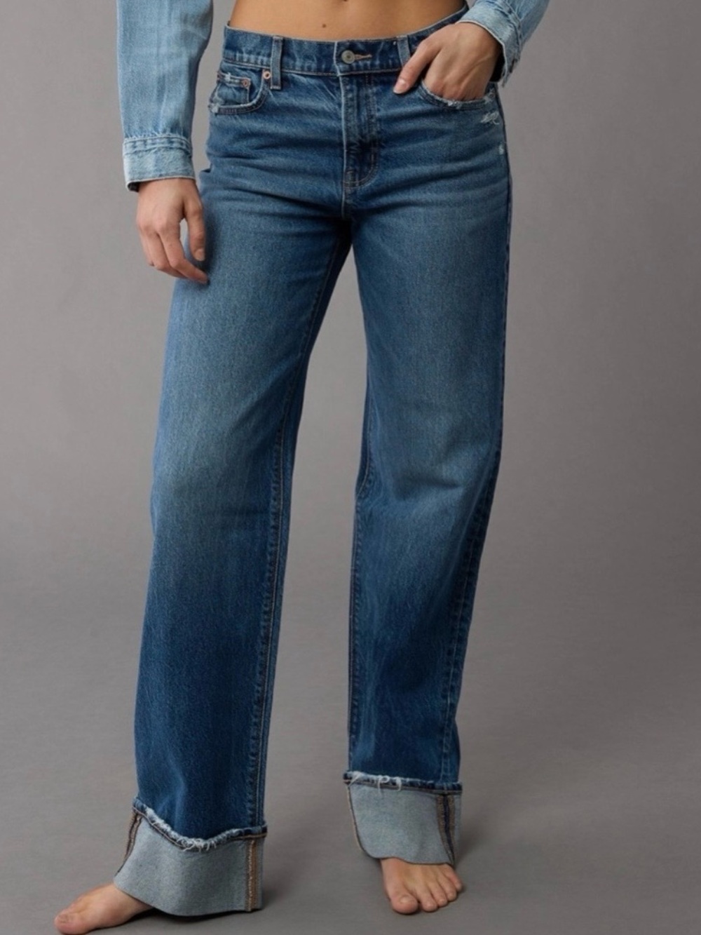 American Eagle Outfitters Classic Blue Wide Leg Jeans